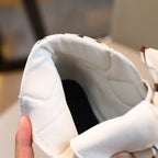 Botas de invierno elegantes con diseño de lazo de tela con lunares