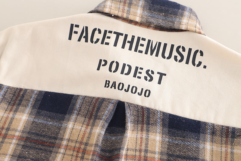 Conjunto de 3 piezas: camiseta de algodón, camisa de cuadros y pantalón vaquero