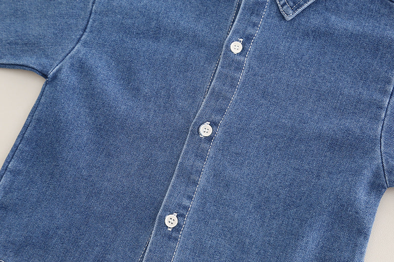 Conjunto de 3 piezas: camisa vaquera, suéter de lana y pantalón