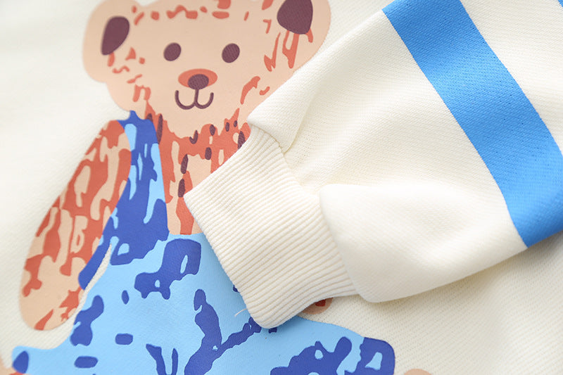 Conjunto de dos piezas con estampado de oso, estilo casual de otoño para niños