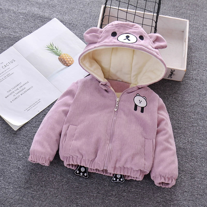 Chaqueta de invierno acolchada con textura aterciopelada elegante