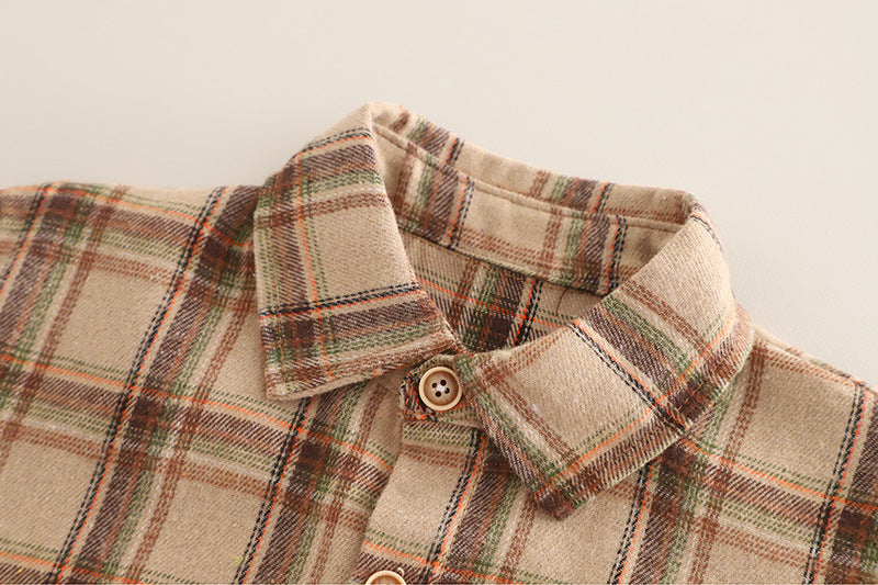 Conjunto de 3 piezas: camisa de cuadros, camiseta de algodón y pantalón vaquero