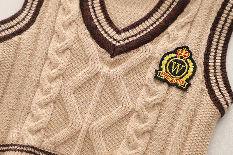 Conjunto clásico de 3 piezas: chaleco de lana, camisa de manga larga y pantalón