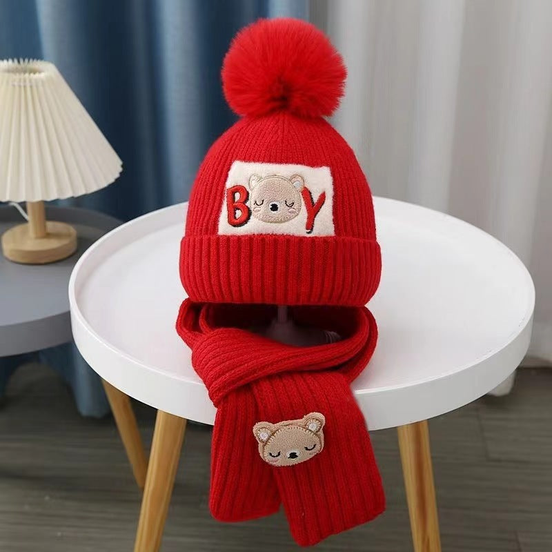 Conjunto de gorro y bufanda de invierno para niños – Calidez de lana y diseño cómodo.