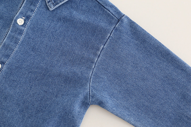 Conjunto de 3 piezas: camisa vaquera, suéter de lana y pantalón