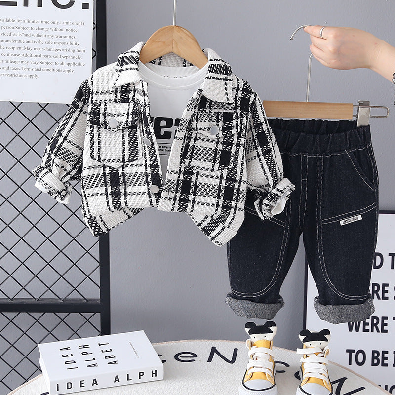 Conjunto de 3 piezas: camisa, camiseta interior y pantalón vaquero