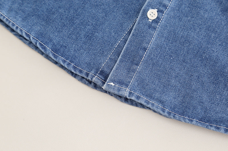 Conjunto de 3 piezas: camisa vaquera, suéter de lana y pantalón