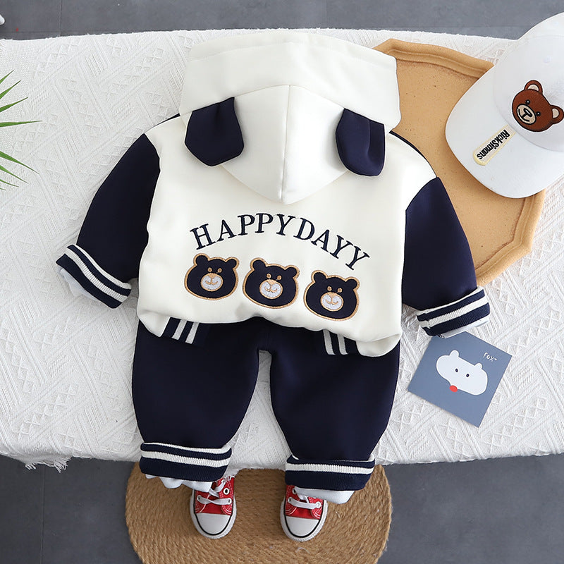 Conjunto de 3 piezas: sudadera interior, chaqueta con capucha y pantalón