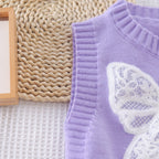 Conjunto de 3 piezas: camisa de manga larga, chaleco de lana decorado y pantalón vaquero