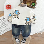 Conjunto de 3 piezas: chaqueta, camisa de cuadros interior y pantalón vaquero