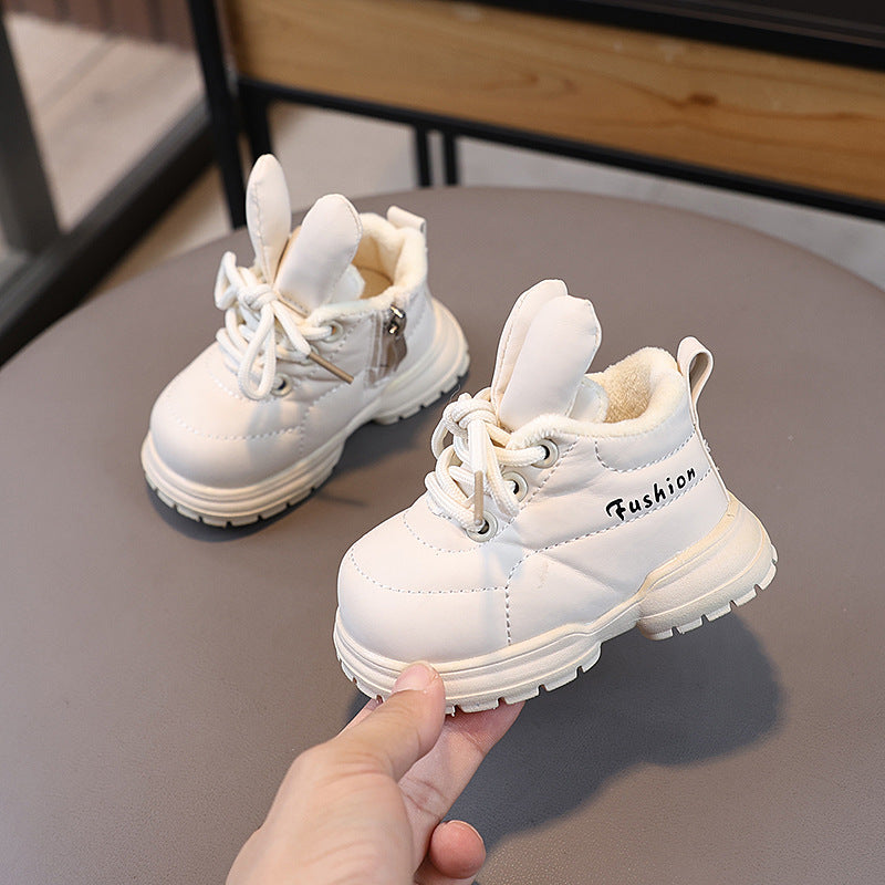 حذاء  شتوي ناعم بتصميم أرنوب لطيف بأذنين بارزتين