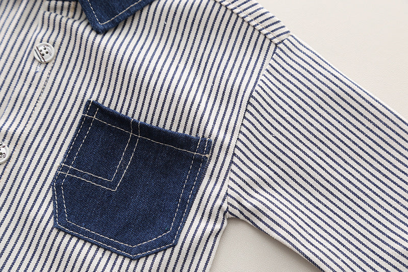 Conjunto de 3 piezas: camisa, camiseta interior y pantalón vaquero