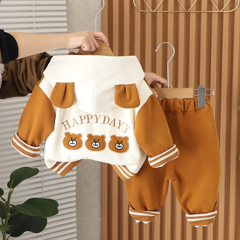 Conjunto de 3 piezas: sudadera interior, chaqueta con capucha y pantalón