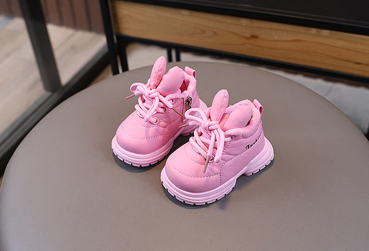 حذاء  شتوي ناعم بتصميم أرنوب لطيف بأذنين بارزتين