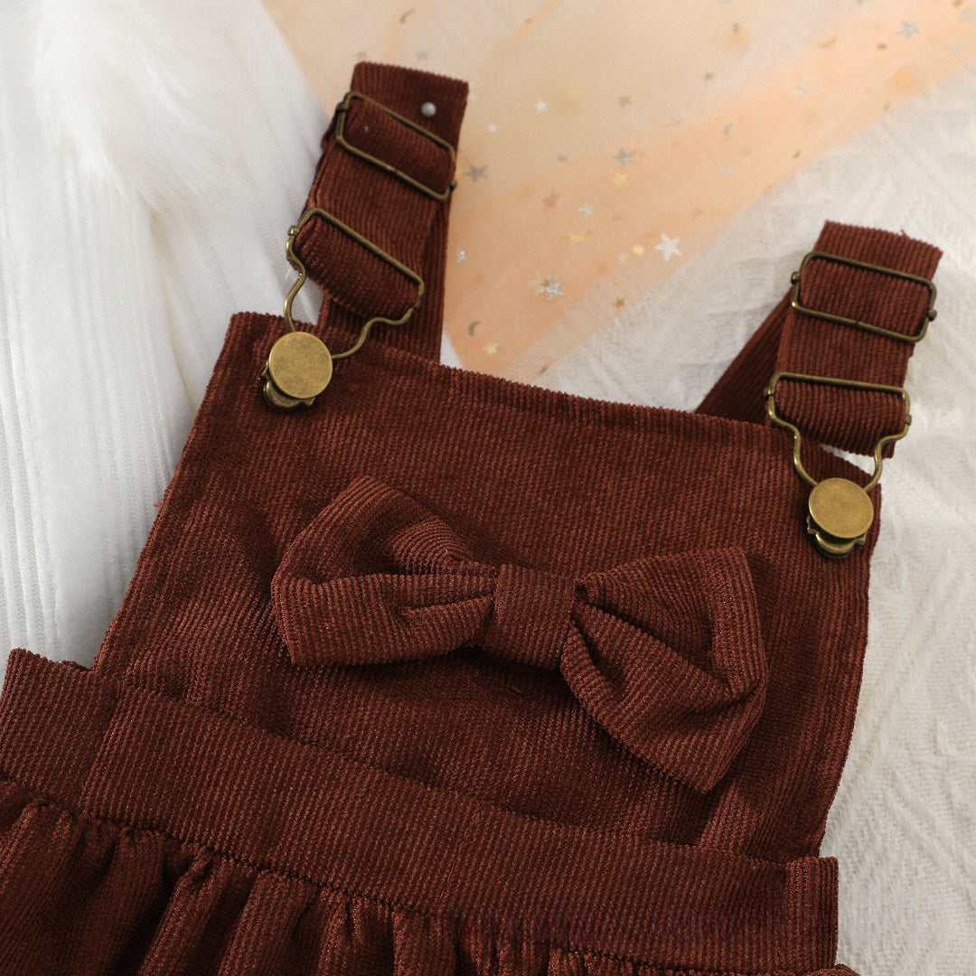 Conjunto clásico y moderno de 2 piezas: camiseta de manga larga y vestido con tirantes.