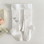 Calcetines de algodón para niñas decorados con corazones de cristal brillantes