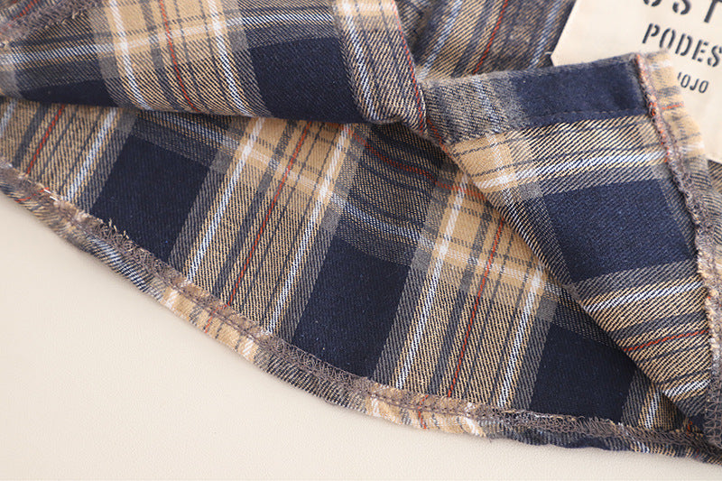 Conjunto de 3 piezas: camiseta de algodón, camisa de cuadros y pantalón vaquero