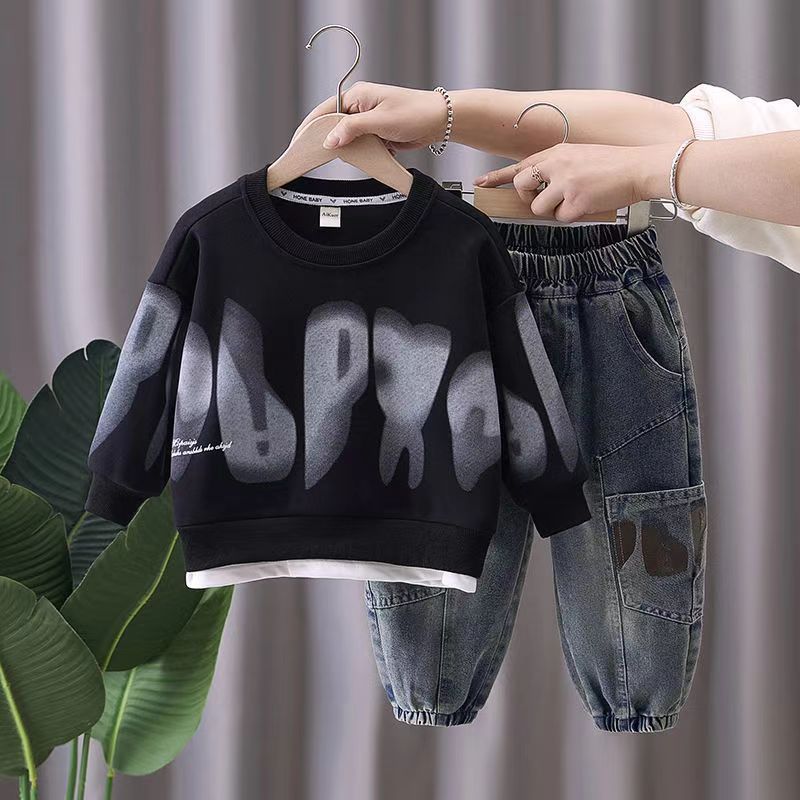 Conjunto de 2 piezas: sudadera y pantalón con diseño de estampado gráfico moderno