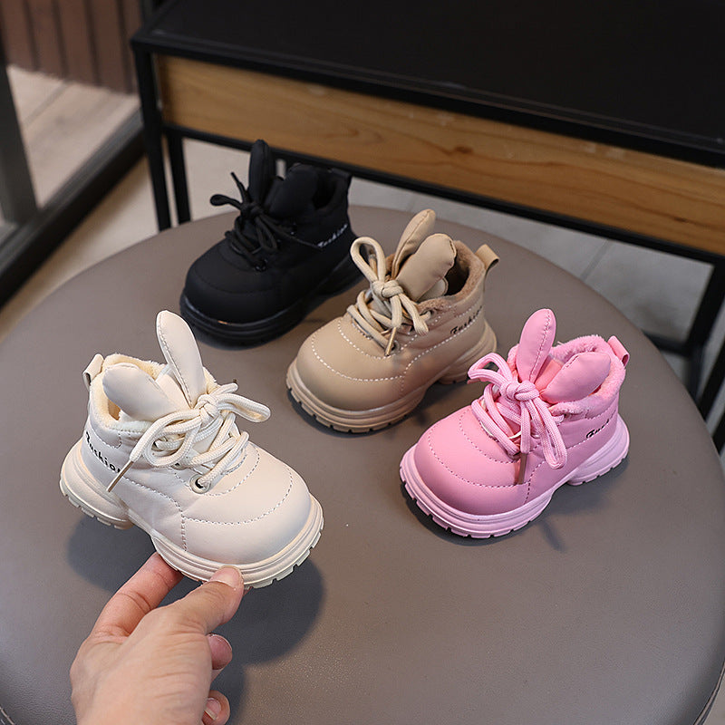 حذاء  شتوي ناعم بتصميم أرنوب لطيف بأذنين بارزتين