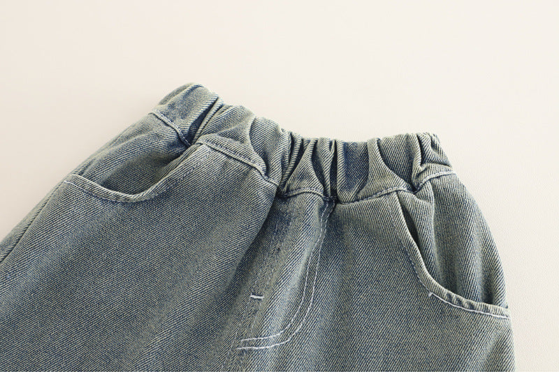 Conjunto de 3 piezas: camiseta de algodón, camisa de cuadros y pantalón vaquero