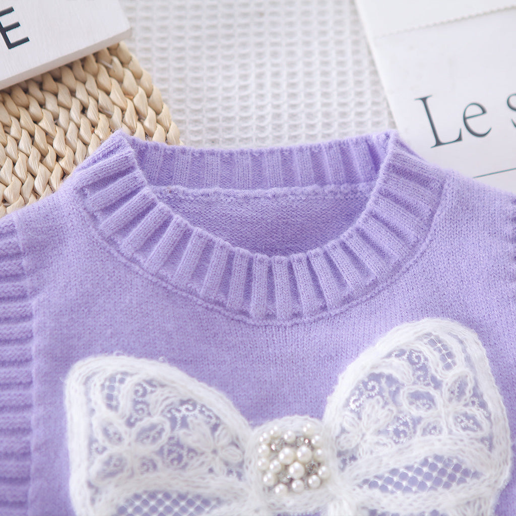 Conjunto de 3 piezas: camisa de manga larga, chaleco de lana decorado y pantalón vaquero