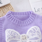 Conjunto de 3 piezas: camisa de manga larga, chaleco de lana decorado y pantalón vaquero