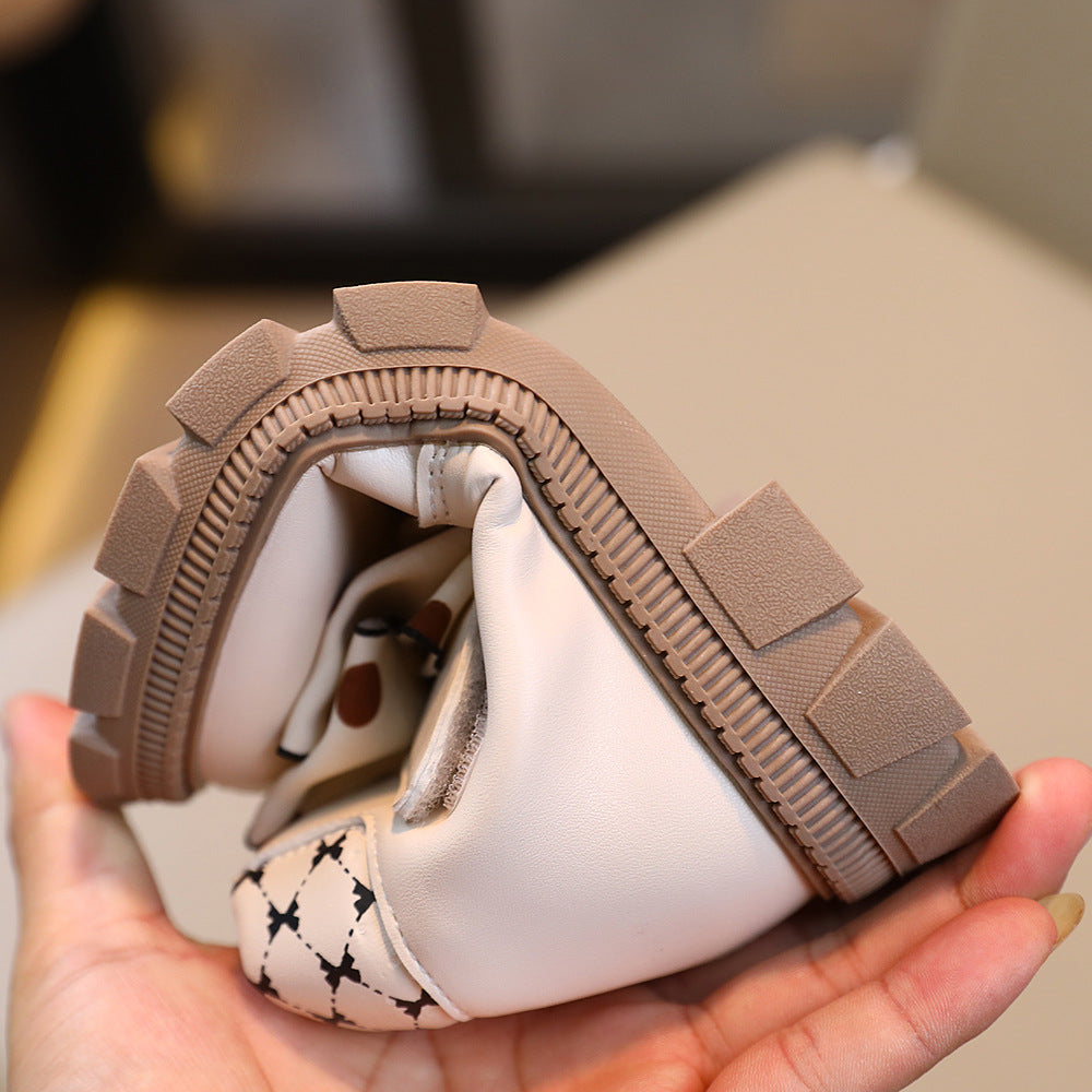 Botas de invierno elegantes con diseño de lazo de tela con lunares