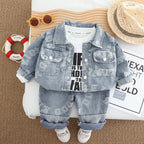 Conjunto de 3 piezas: chaqueta vaquera, camiseta de algodón y pantalón vaquero