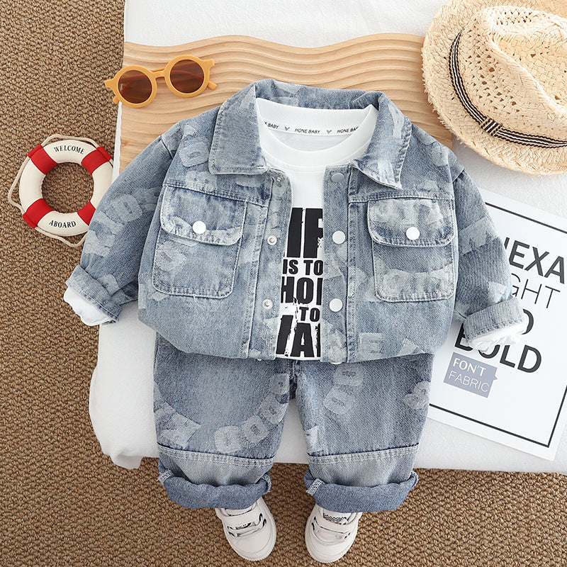 Conjunto de 3 piezas: chaqueta vaquera, camiseta de algodón y pantalón vaquero