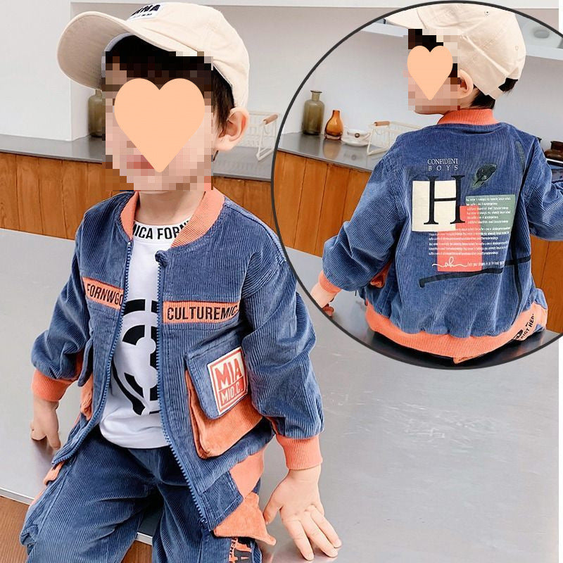 Conjunto de 3 piezas: chaqueta de terciopelo, camiseta interior y pantalón