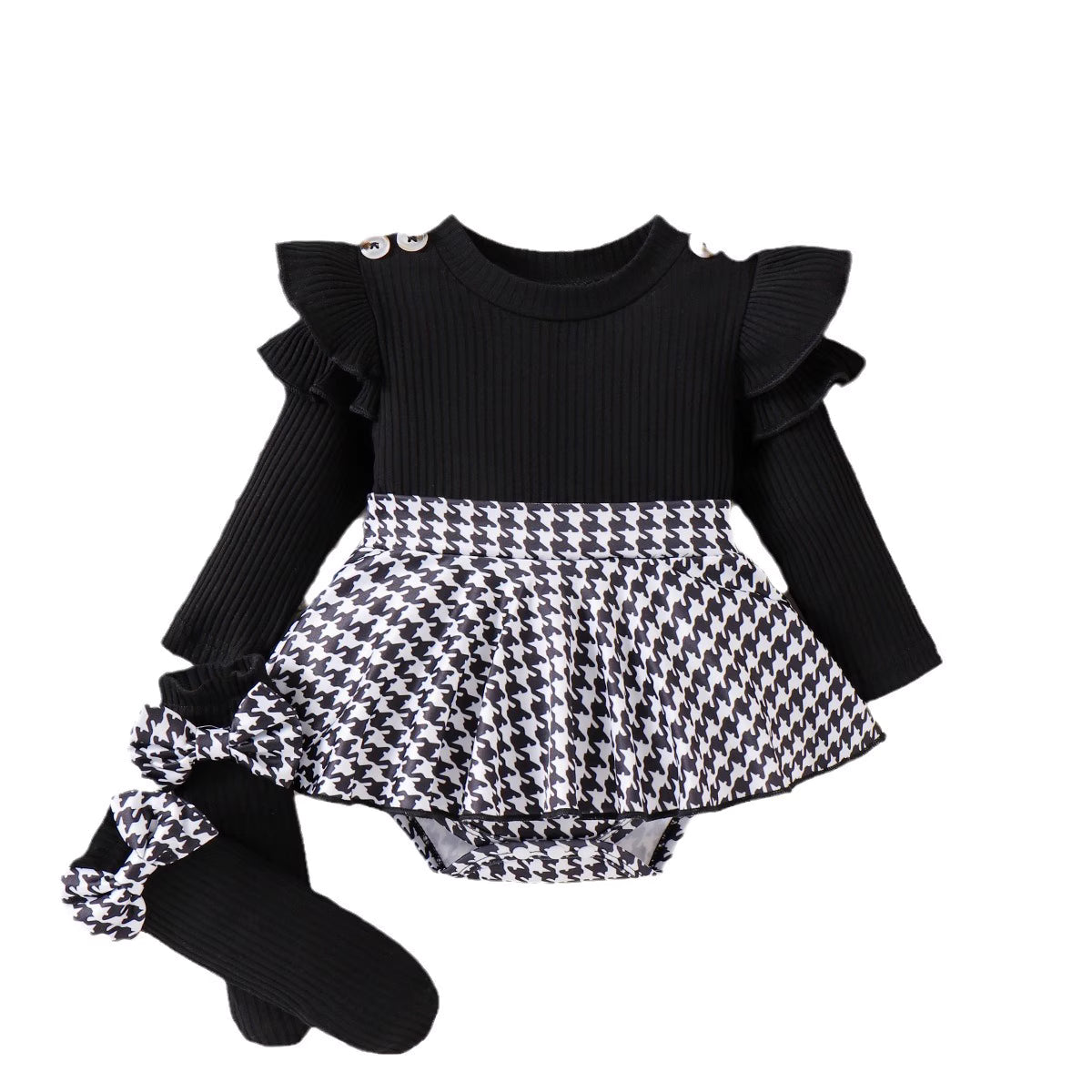 Conjunto completo para niñas con un look clásico y moderno.