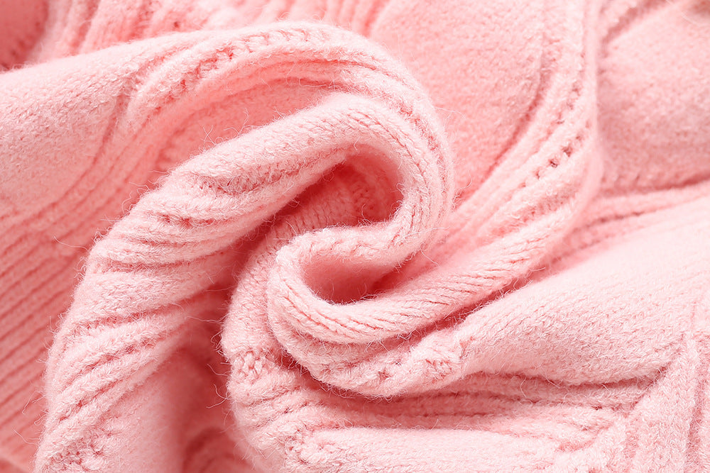 Vestido de niña de invierno suave con un toque de encaje de dos piezas.