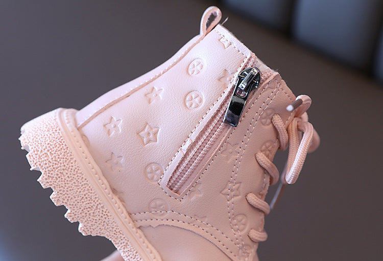 بوت شتوي دافئ وردي مناسب لشتاء