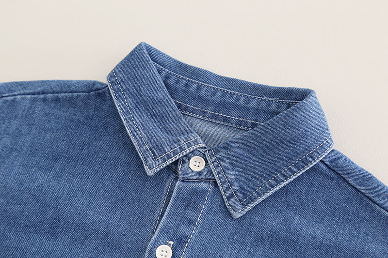 Conjunto de 3 piezas: camisa vaquera, suéter de lana y pantalón