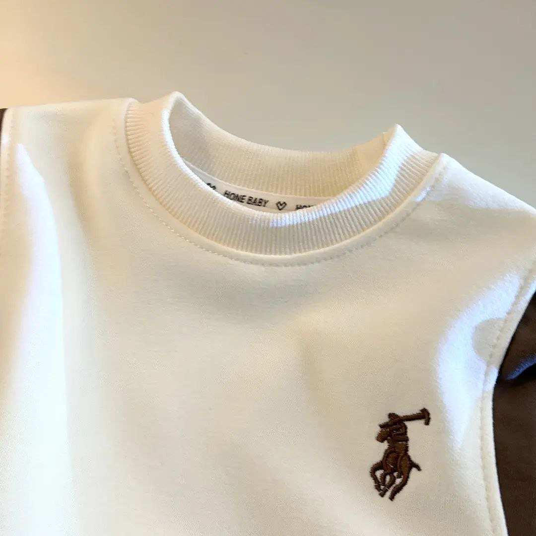 Conjunto infantil de 2 piezas con diseño polo deportivo bicolor para invierno ✅