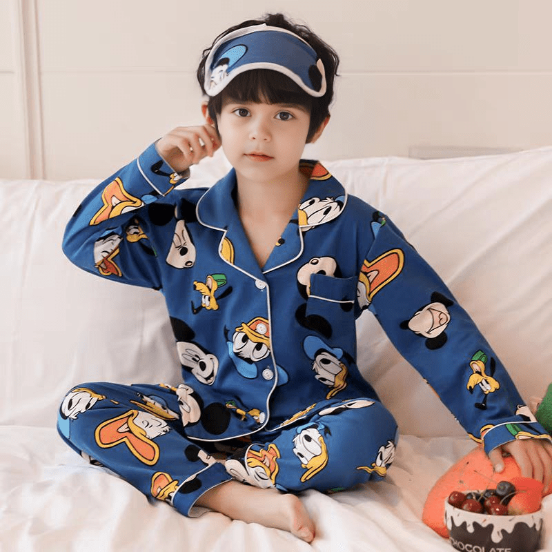 Pijamas infantiles de algodón ligero con estampados de dibujos animados