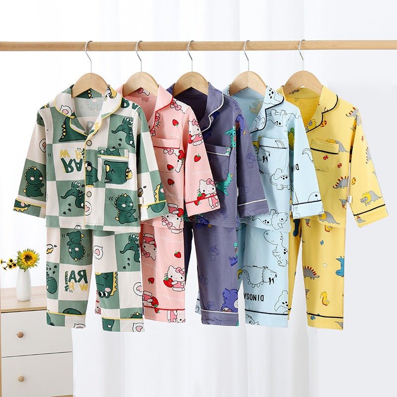 Pijamas infantiles de algodón ligero con estampados de dibujos animados