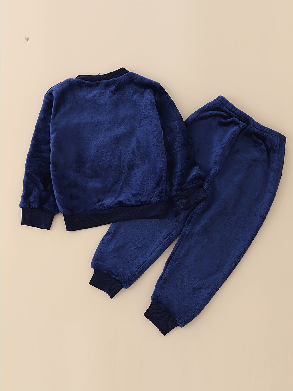 Pijama de 2 piezas con bordado de dibujos animados, cálido para invierno