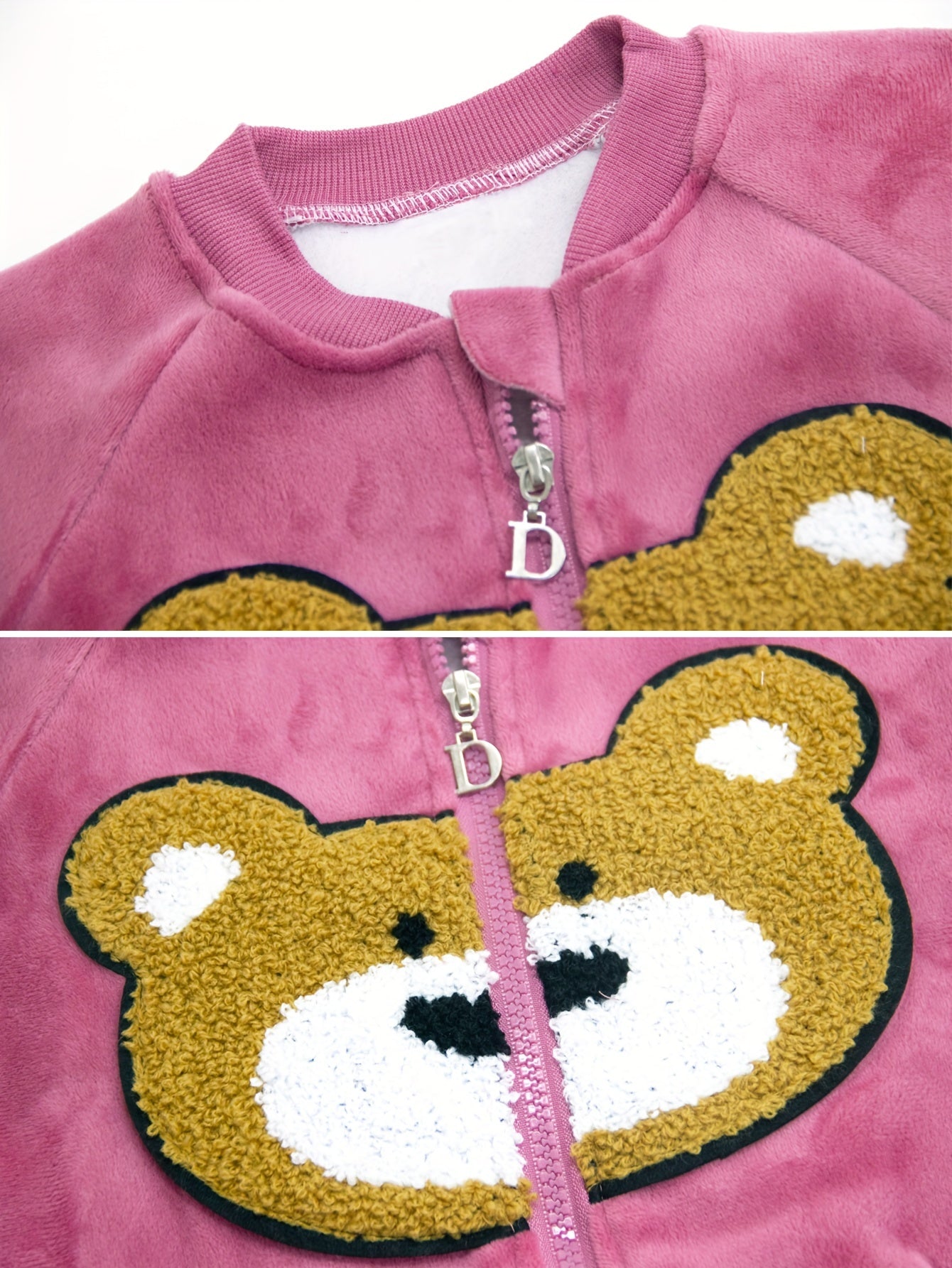 Conjunto infantil de 3 piezas con bordado de osito cálido para invierno