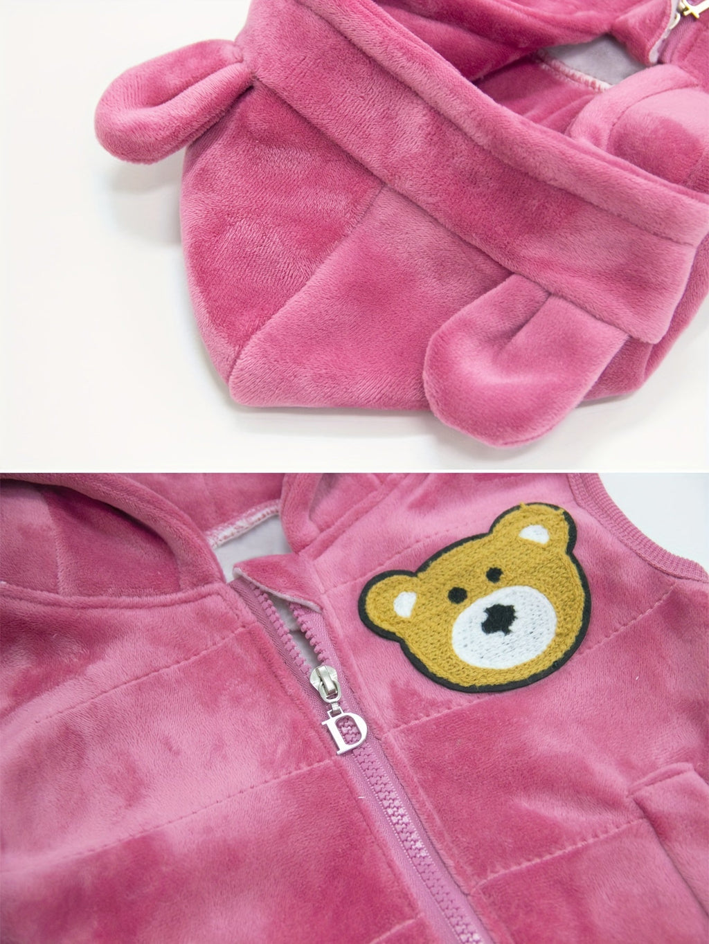 Conjunto infantil de 3 piezas con bordado de osito cálido para invierno