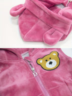 Conjunto infantil de 3 piezas con bordado de osito cálido para invierno