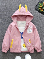 Chaqueta infantil rosa con estampado de conejito adorable
