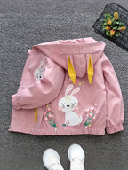 Chaqueta infantil rosa con estampado de conejito adorable