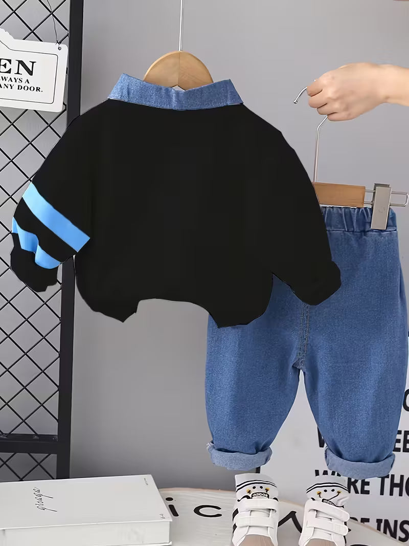 Conjunto de dos piezas con estampado de oso, estilo casual de otoño para niños