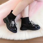 حذاء بناتي فاخر بتصميم عصري أنيق و فيونكة مزينة بالكريستال