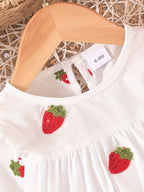 Conjunto de dos piezas: blusa bordada y jeans para un look encantador para tu niña