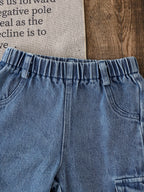 Conjunto de invierno elegante con mangas largas y vaqueros