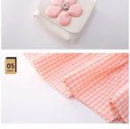 فستان  بزهور وياقة عريضة وحقيبة صغيرة  تصميم صيفي  للبنات