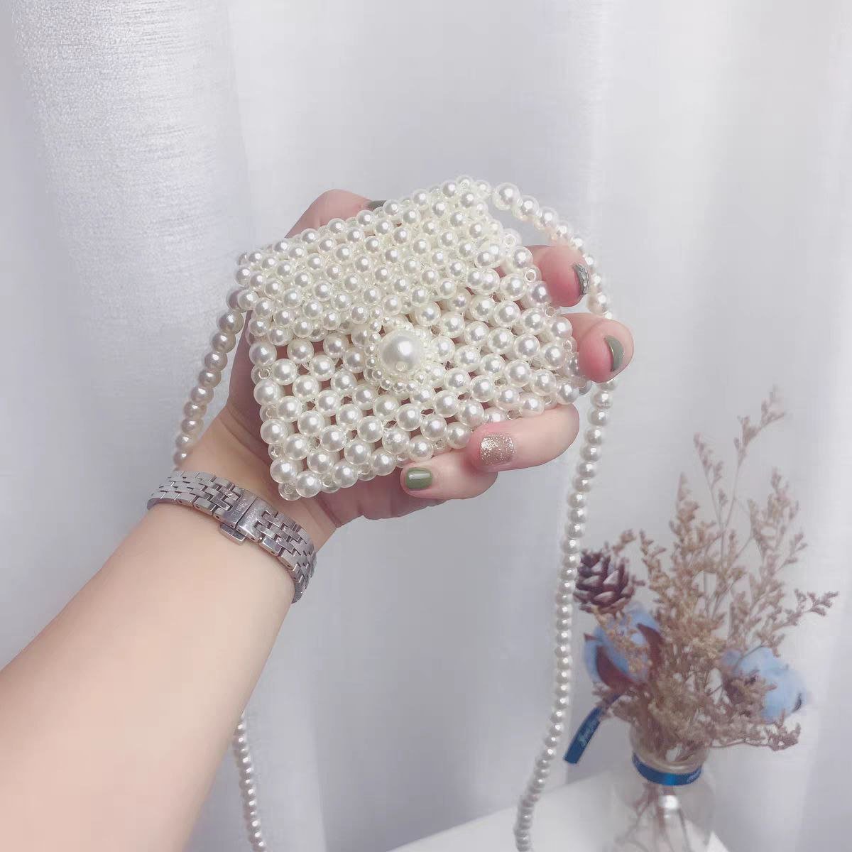 Bolso de hombro perlado para niñas con cierre elegante – Estilo moderno y sofisticado