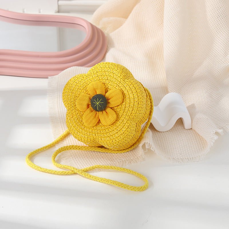 Bolso de una sola pieza para niñas: diseño de flor de crochet con flores de tela en relieve